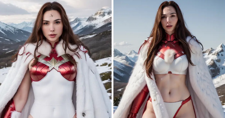 “Dazzling in the Winter Glow: Gal Gadot as the Enchantress of the Snowy Woods”